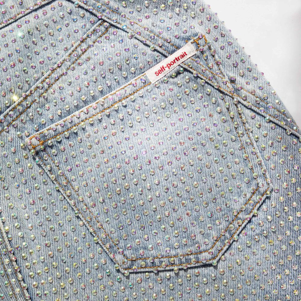 SELF PORTRAIT BLACK FRIDAY SALE Blue Rhinestone Denim Jeans