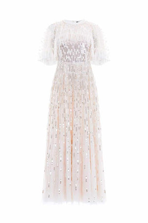 Needle & Thread CYBER SALE Sequin Dash Cape Ankle Gown - champagne