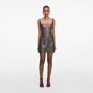 SP VIP PRICE Gunmetal Rhinestone Mesh Mini Dress