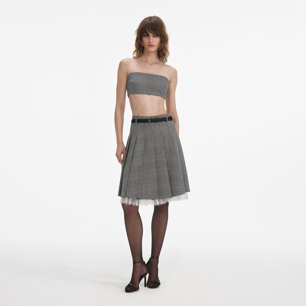 SP VIP PRICE Prince Of Wales Check Pleated Midi Skirt