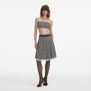 SP VIP PRICE Prince Of Wales Check Pleated Midi Skirt