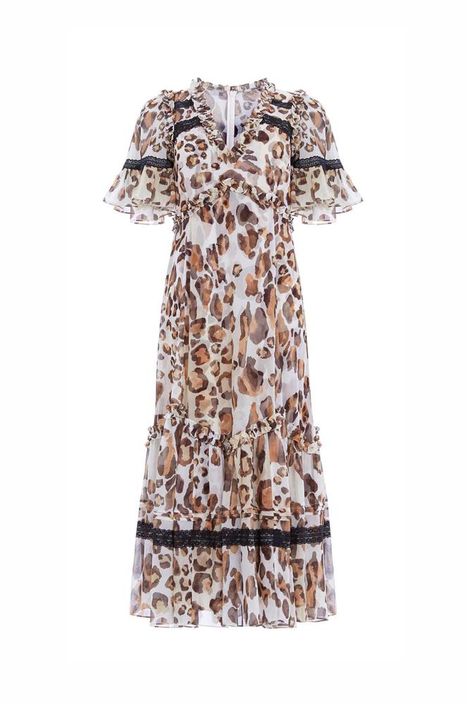 Needle & Thread CYBER SALE Leopard Sonata Georgette Ballerina Dress - multi