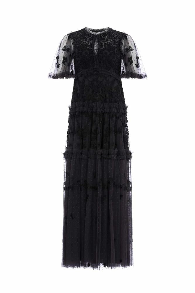 Needle & Thread CYBER SALE Autumn Lace Ankle Gown - black