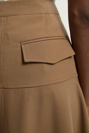 Karen Millen UK SALE Viscose Blend Tailored Full skirt - camel