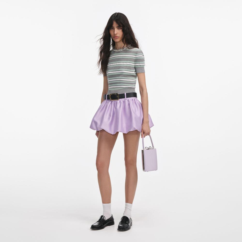 SP VIP PRICE Grey Striped Crystal Trim Knit Top