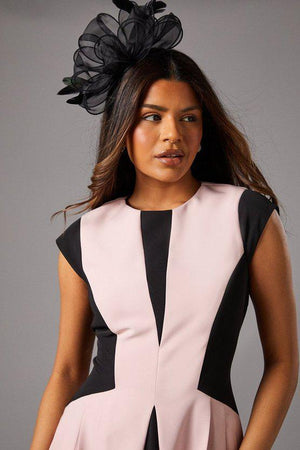 Karen Millen UK SALE Petite Crepe colour Block Midi Dress - blush
