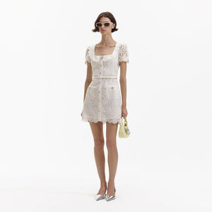 SELF PORTRAIT BLACK FRIDAY SALE Cream Guipure Lace Button Mini Dress