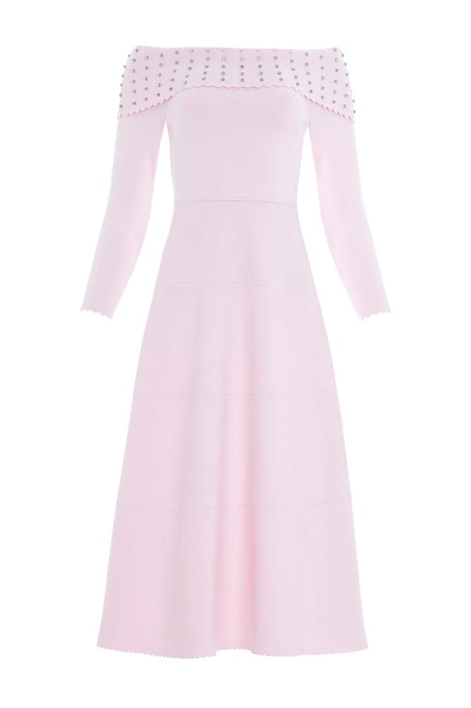 Needle & Thread CYBER SALE Embellished Bardot Knit Gown - pink