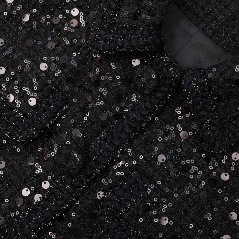 SELF PORTRAIT SS24 Black Sequin Boucle Mini Dress