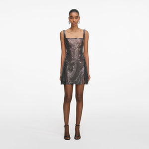 SP VIP PRICE Gunmetal Rhinestone Mesh Mini Dress