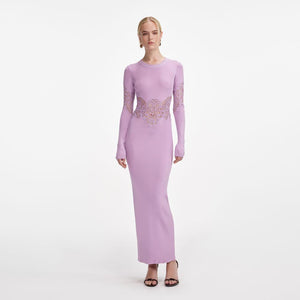 SP VIP PRICE Pink Viscose Knit Cut Out Maxi Dress
