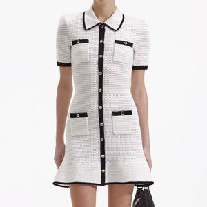 SELF PORTRAIT BLACK FRIDAY SALE White Crochet Collar Mini Dress