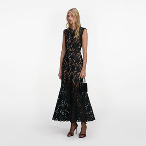 SP VIP PRICE Black Guipure Lace Midi Dress