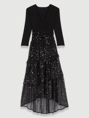 Maje UK END OF YEAR SALE Sequin and mesh maxi dress