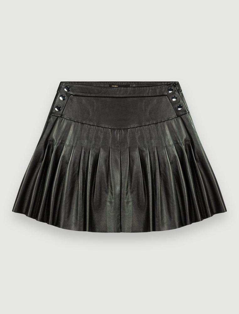 Maje UK END OF YEAR SALE Pleated, flared leather skirt