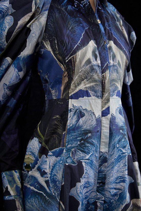 Karen Millen UK SALE Mirrored Floral Print Cotton Sateen Midi Dress