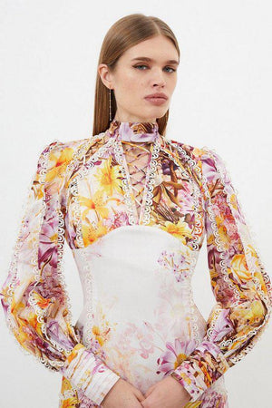 Karen Millen UK SALE Trailing Floral Woven Mini Dress