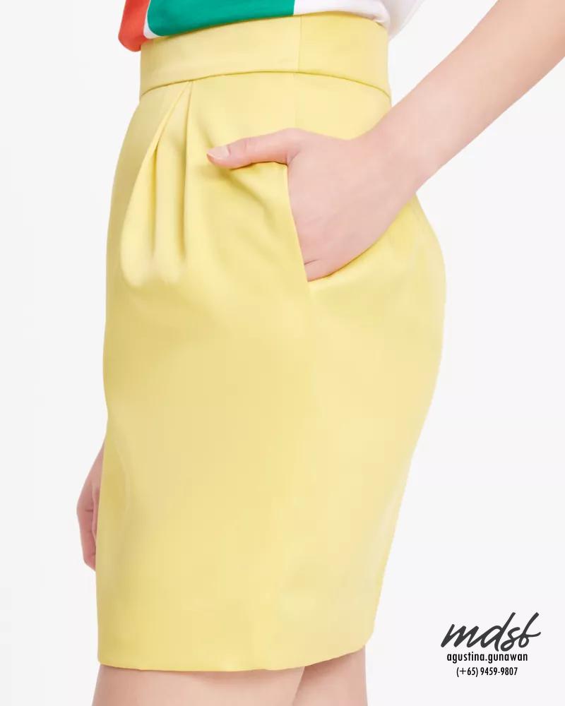 Kate Spade US Duchess Satin Pencil Skirt - Light Chartreuse