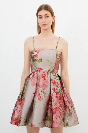 Karen Millen UK SALE Vintage Floral Print Prom Woven Mini Dress