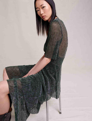 Maje UK END OF YEAR SALE Metallic fiber dress with ruffles