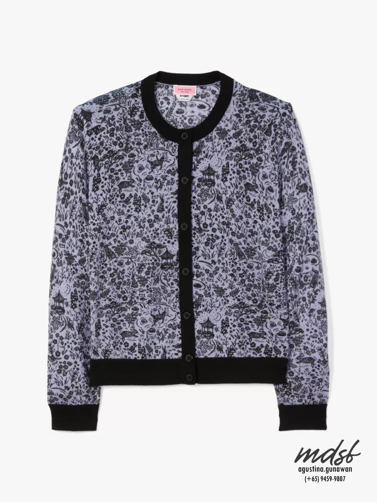 Kate Spade US Year Of The Rabbit Toile Cardigan - Lavender Cream