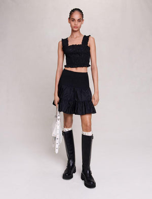 Maje UK END OF YEAR SALE Short skirt with smocking and ruffles