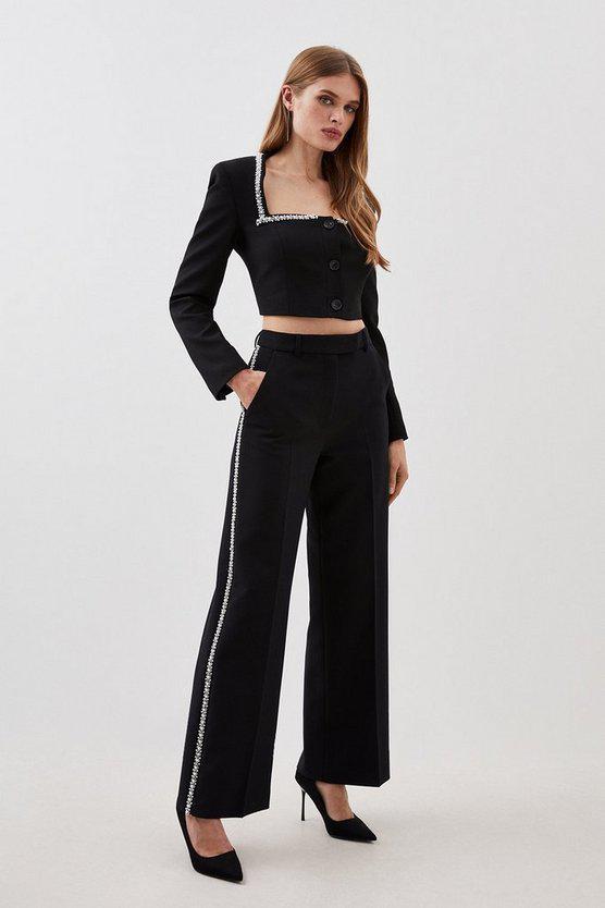 Karen Millen UK SALE Lydia Millen Tailored Compact Stretch Embellished Trousers