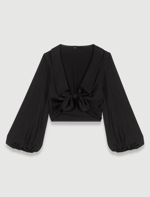 Maje UK END OF YEAR SALE Satin tie-front shirt