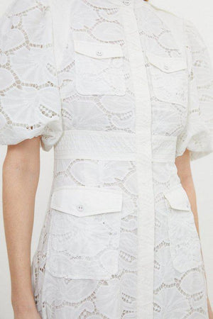 Karen Millen UK SALE Cotton Cutwork Woven Maxi Dress