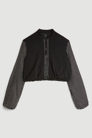 Karen Millen UK SALE Jersey Crepe Embellished Panelled Jacket