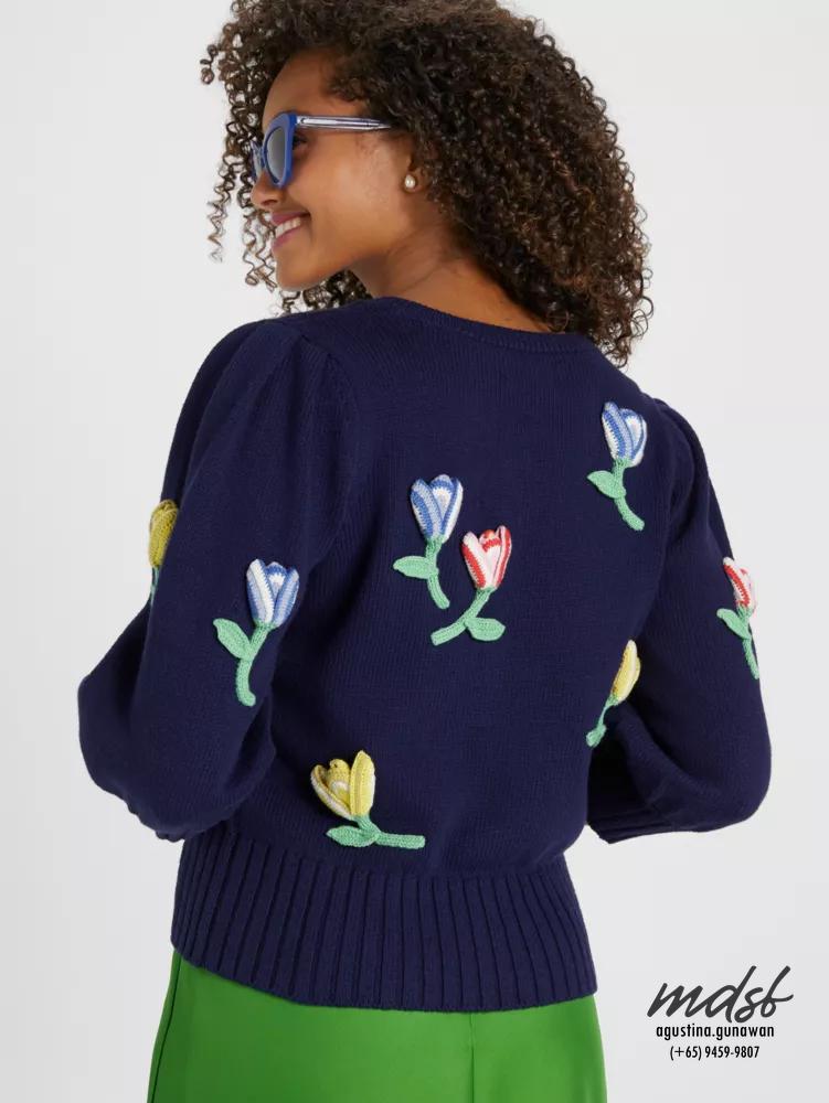Kate Spade US Crochet Flower Cardigan - Blazer Blue