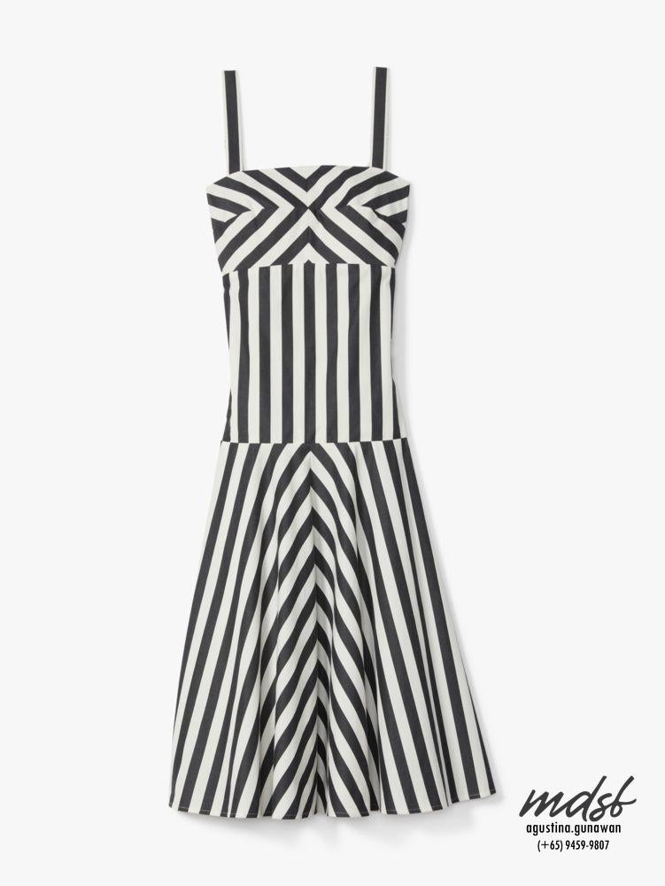 Kate Spade US Terrace Stripe Midi Dress - Black/Cream