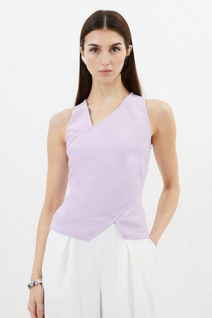 Karen Millen UK SALE Figure Form Bandage Asymmetric Knit Top - lilac