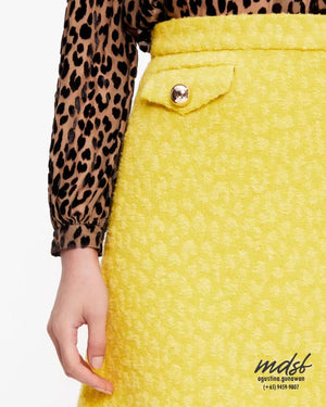 Kate Spade US Tonal Leopard Textured Skirt - Chartreuse Green