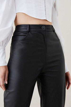 Karen Millen UK SALE Lydia Millen Leather Slim Leg Trousers - black