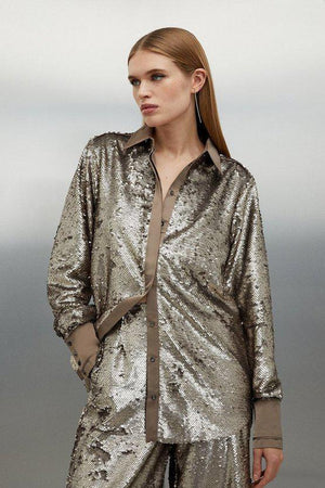 Karen Millen UK SALE Sequin Woven Shirt
