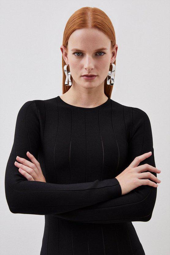 Karen Millen UK SALE Viscose Blend Filament Full Skirt Knit Midi Dress