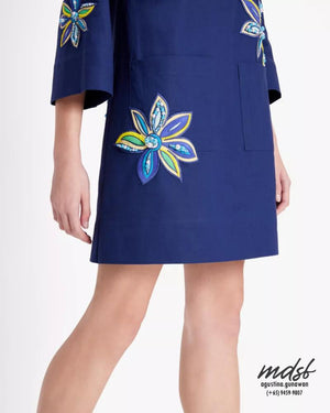 Kate Spade US Embroidered Floral Tunic - French Navy