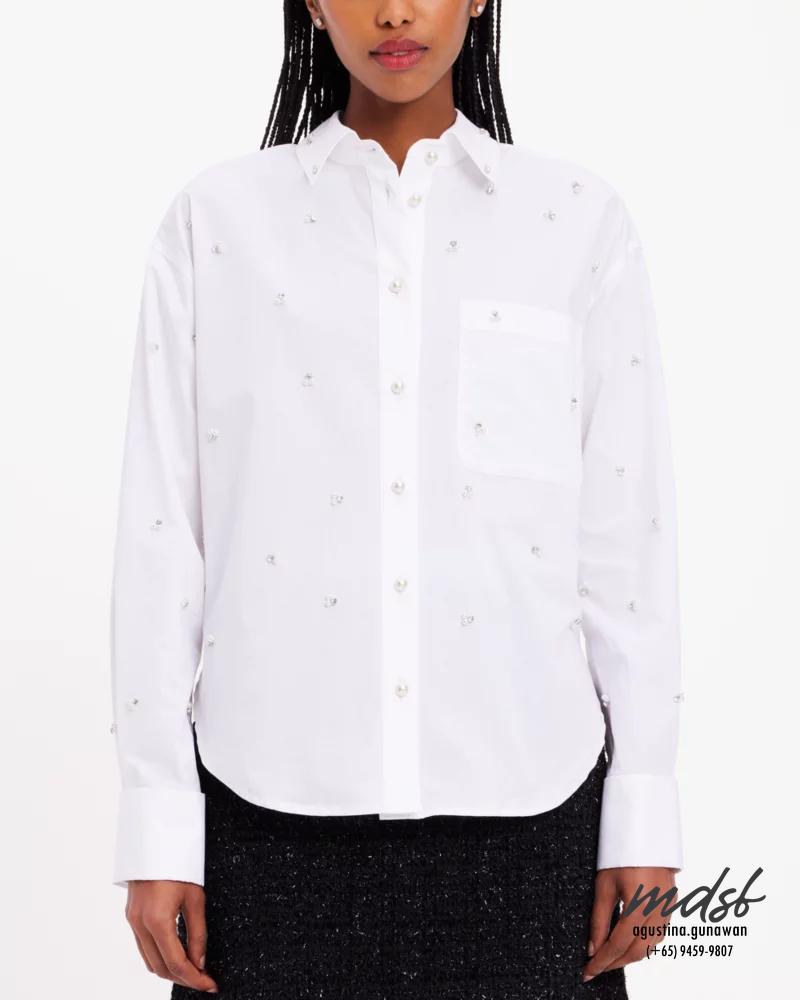Kate Spade US Embellished Poplin Shirt - Fresh White
