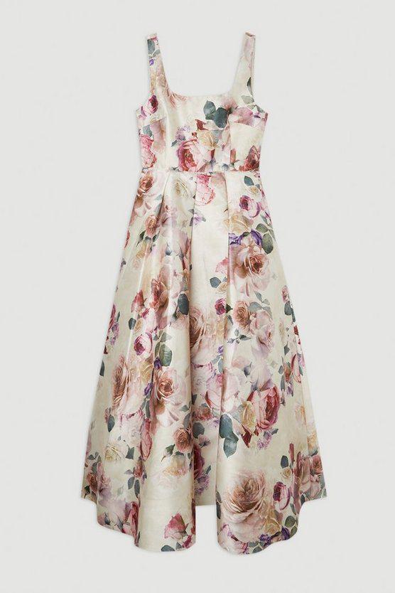 Karen Millen UK SALE Romantic Floral Print Prom Woven Maxi Dress