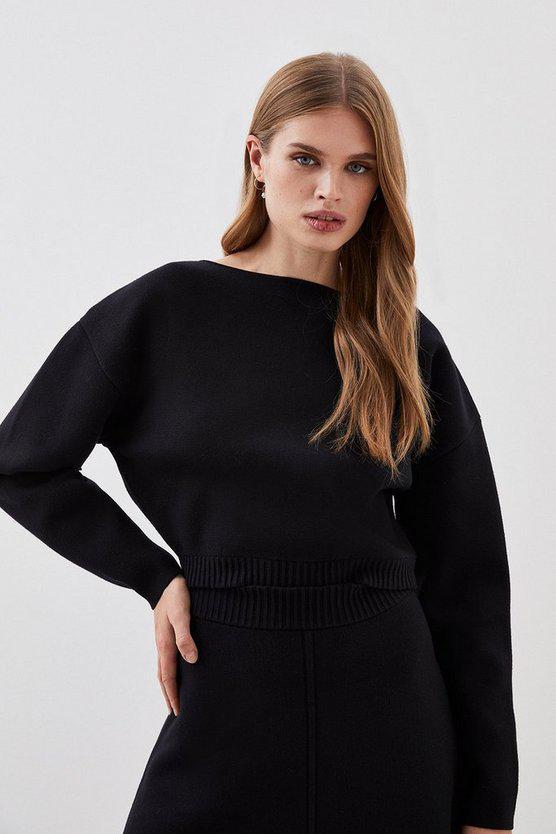 Karen Millen UK SALE Lydia Millen Viscose Blend Milano Knit Top Co-ord - black