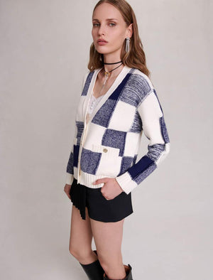 Maje UK END OF YEAR SALE Checked knit cardigan
