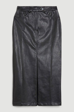 Karen Millen UK SALE Petite Faux Leather Pencil Midaxi Skirt