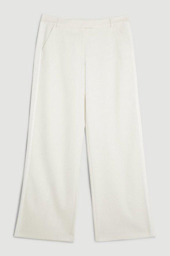 Karen Millen UK SALE The Founder Premium Twill Straight Leg Tailored Trousers - ivory