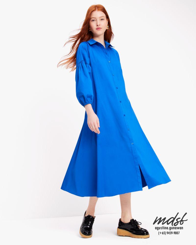 Kate Spade US Poplin Midi Dress - Stained Glass Blue