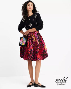 Kate Spade US Winter Chrysanthemum Bubble Skirt - Black Multi