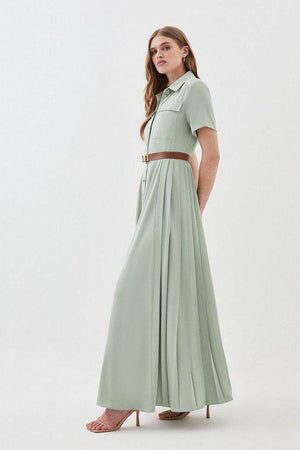 Karen Millen UK SALE Lydia Millen Tall Soft Tailored Pleat Panel Midi Shirt Dress