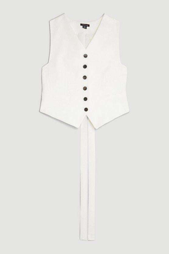 Karen Millen UK SALE The Founder Tailored Compact Stretch Tie Detail Waistcoat