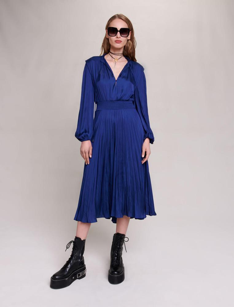 Maje UK END OF YEAR SALE Pleated and satiny midi dress