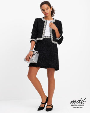 Kate Spade US Embellished Tweed Skirt - Black